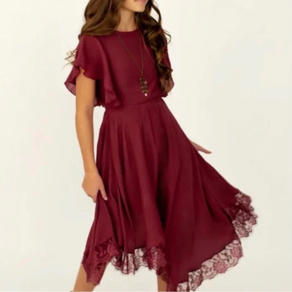 Girls Joyfolie Lakynna Dress in Garnet Burgundy sz xsmall - Picture 2 of 7